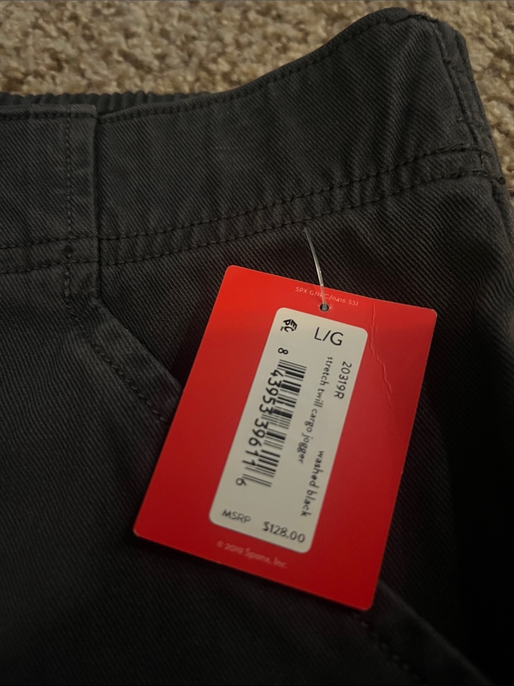 NWT Spanx stretch twill cargo jogger black gray high waist ankle length taper - Picture 9 of 12
